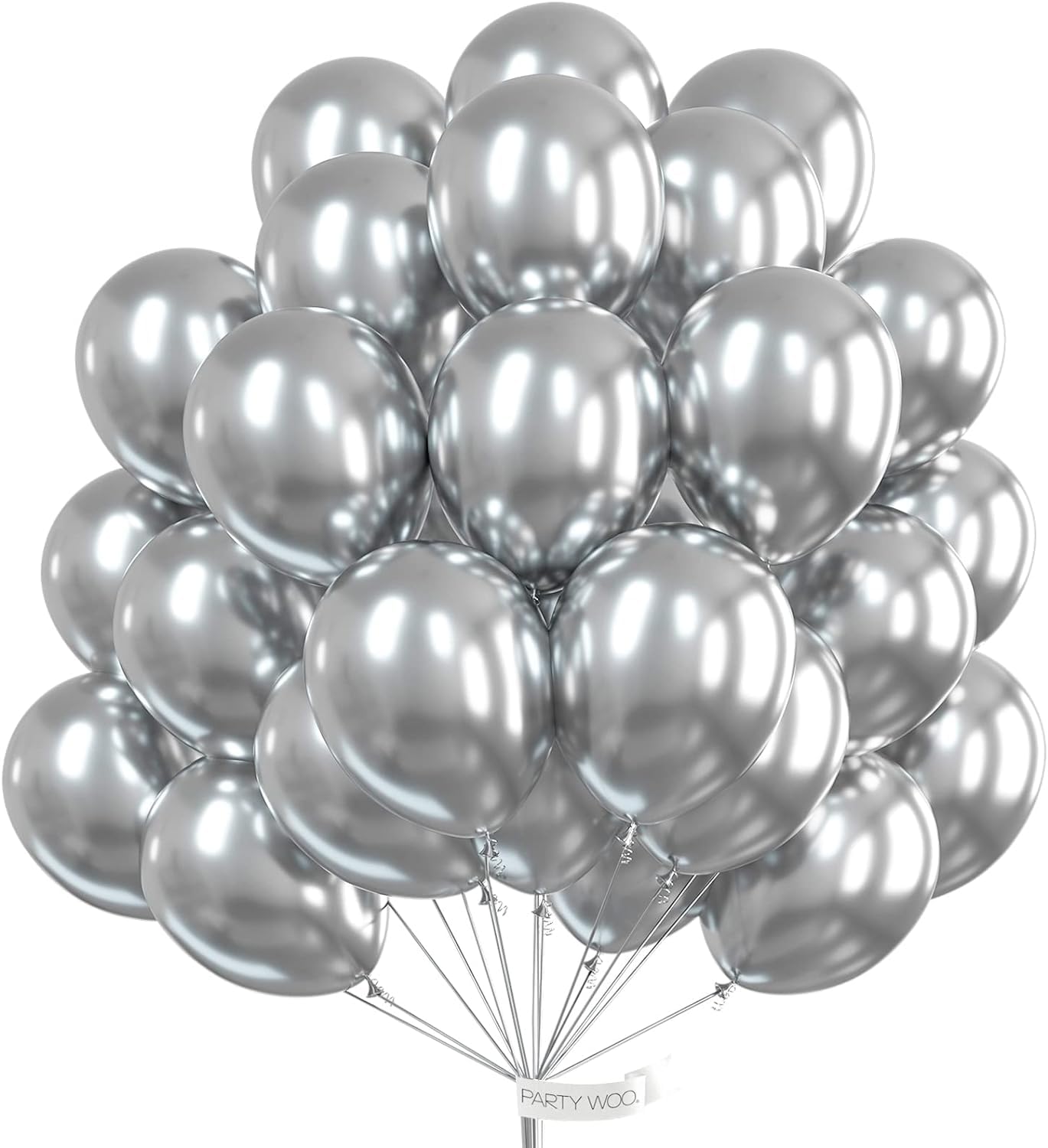 12" Metallic Silver Latex Balloons 100pcs